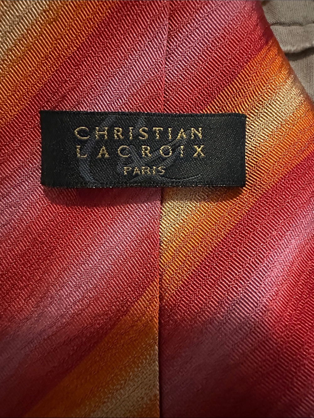 Christian Lacroix Pink and Orange Striped Silk Tie - Picture 2 of 3